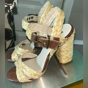 MIA Raffia Block Heel  Sandals
